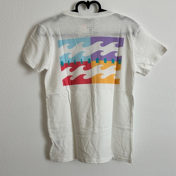 Billabong White Multicolor Graphic Short Sleeve Cotton Tee Size XS - Picture 2 of 9